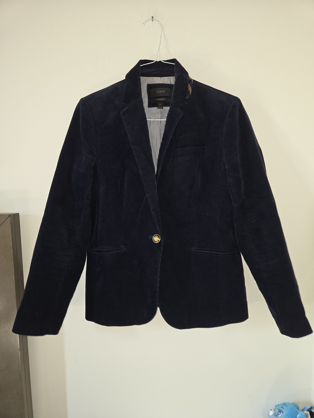J. Crew Navy Velvet Single-Button Blazer
